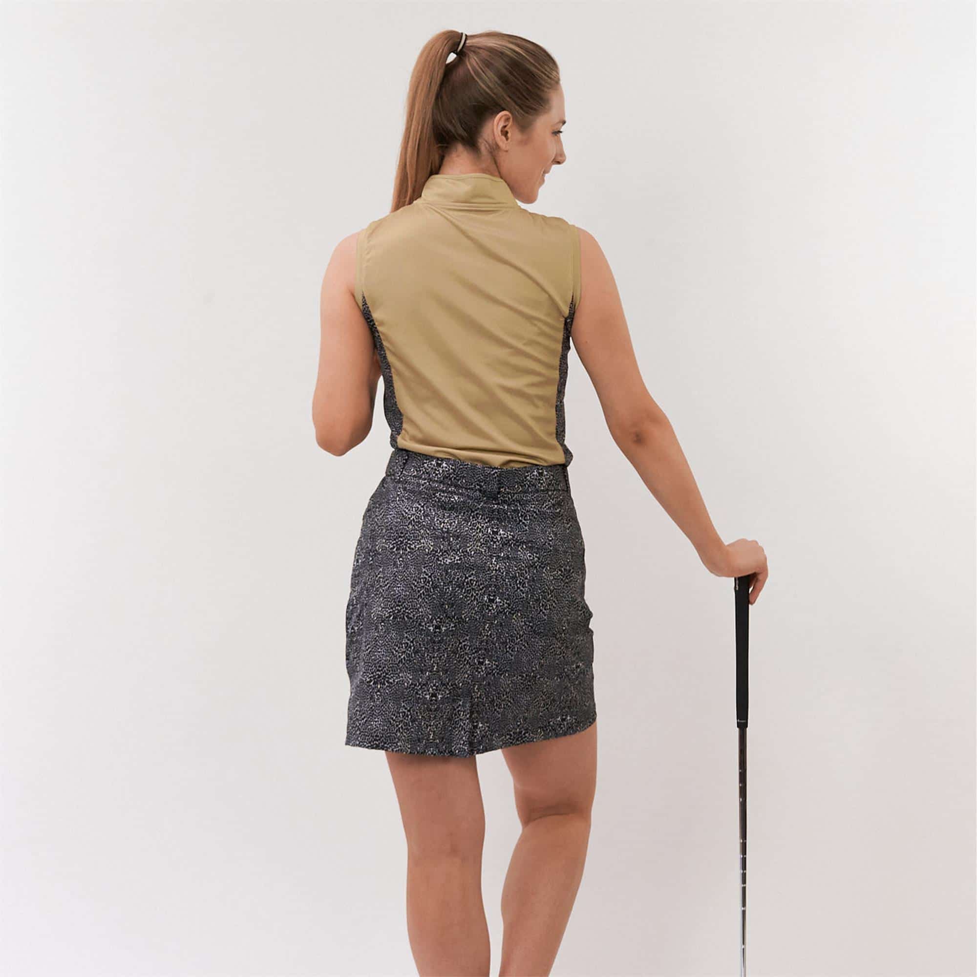 Pure Golf Elise Sleeveless Polo Shirt Cheetah Beige